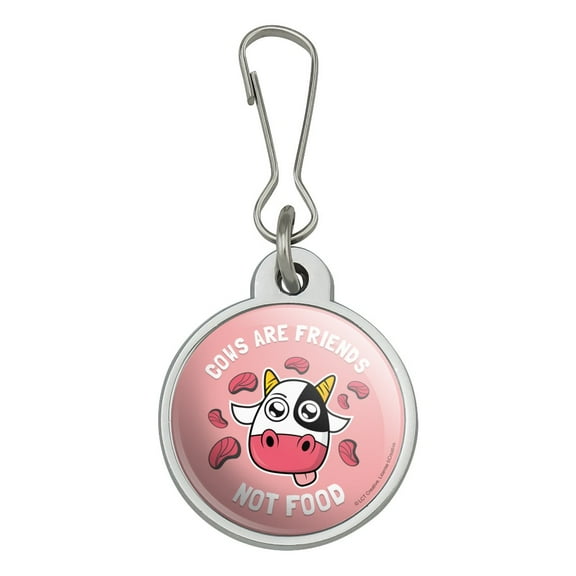 Cows are Friends Not Food Vegan Vegetarian Funny Humor Jacket Handbag Purse Luggage Backpack Zipper Pull Charm