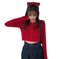 thumbnail image 6 of JANDEL Slimming Machine Short Top Cardigan Long Sleeve T-shirt, Red, One Size, 6 of 6