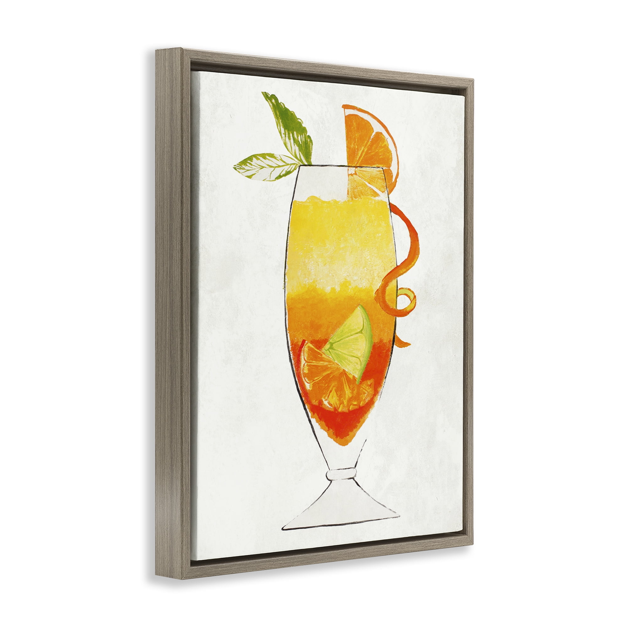 Stupell Industries Summer Cocktail Orange Fruit Brown Framed Floater Canvas Wall Art, design by Lorenzo Collective