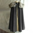 thumbnail image 2 of Dezsed Women Gothic Open Front Cape Coat Outwear Jacket Cloak Fashion Solid Retro Steampunk Cape Woolen Plush Collar Coat Cloak Gray L, 2 of 4