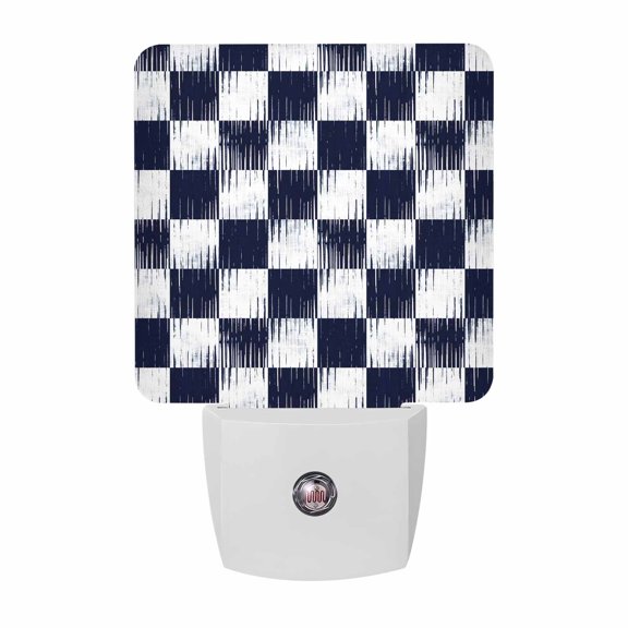 Night Lights Plug into Wall, Black White Plaid LED Night Light with Dusk to Dawn Sensor, Farmhouse Checkered Modern Decorative Nightlight for Hallway Bathroom Kitchen