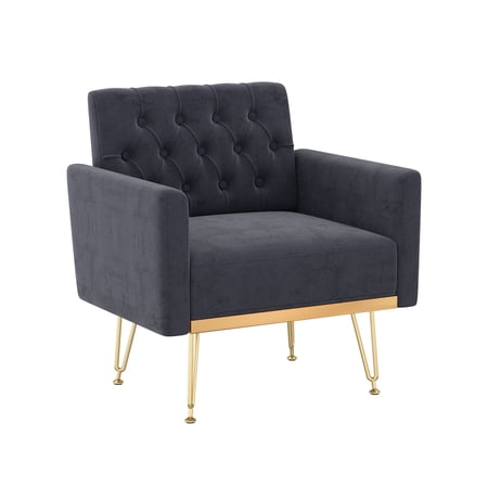 FaFaSoGoodFa Accent Chair for Living Room Modern Velvet Upholstered Arm Chairs with Button Tufted Back and Gold Legs
