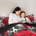 thumbnail image 5 of Castle Fairy Chic Red Floral Rose 3 Pieces Queen Comforter Set for Boys Girls,Abstract Leopard Print Ultra Soft Bedding Sets,Happy Valentine's Day Bedding Comforter Set Breathable, 5 of 8