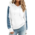thumbnail image 6 of Qiggri Women's Oversized Embroidered Hoodies 2026 Sweatshirts Long Sleeve Pullover with Kangaroo Pocket Stripe Side Patchwork Tops Casual Fall Winter Outfits S, 6 of 8