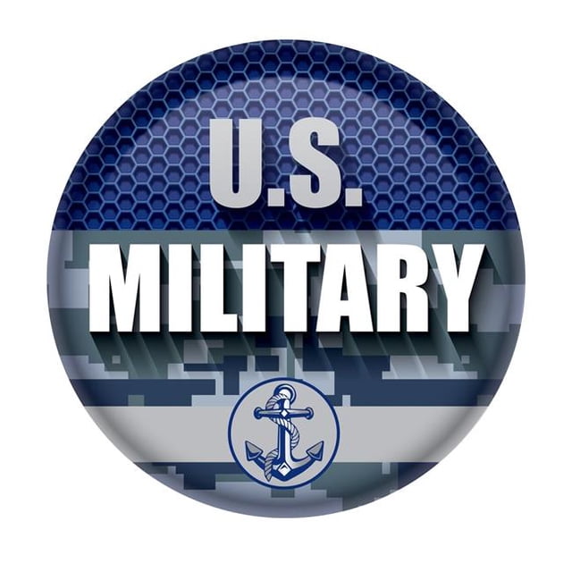 Beistle BT084 2 in. U.S. Military Button, Blue