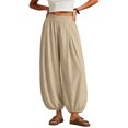 thumbnail image 2 of Women's Casual Elastic High Waisted Boho Harem Pants.Baggy Balloon Pants,Barrel Pants with Pockets,Comfortable,Lounge,Yoga,Travel,Vacation Outfits,Lightweight Beach Pants, 2 of 7