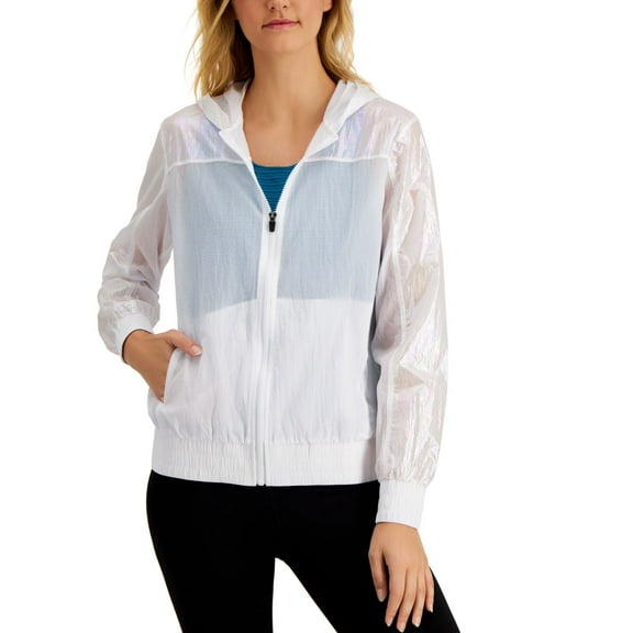 Ideology Womens Iridescent Hooded Jacket