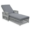 thumbnail image 7 of 1 Piece Outdoor Chaise Lounge Chairs, Wicker Recliner with Adjustable Backrest and Armrests, Rattan Reclining Sunbathing Chair with Removable Cushions for Poolside, Gray, 7 of 7