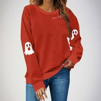 Busydd Plus Size Halloween Sweatshirts for Women Casual Long Sleeve Women's Sweatshirts Fashion Graphic Crewneck Sweatshirt Loose Oversized Fall Sweatshirts for Women 2XL