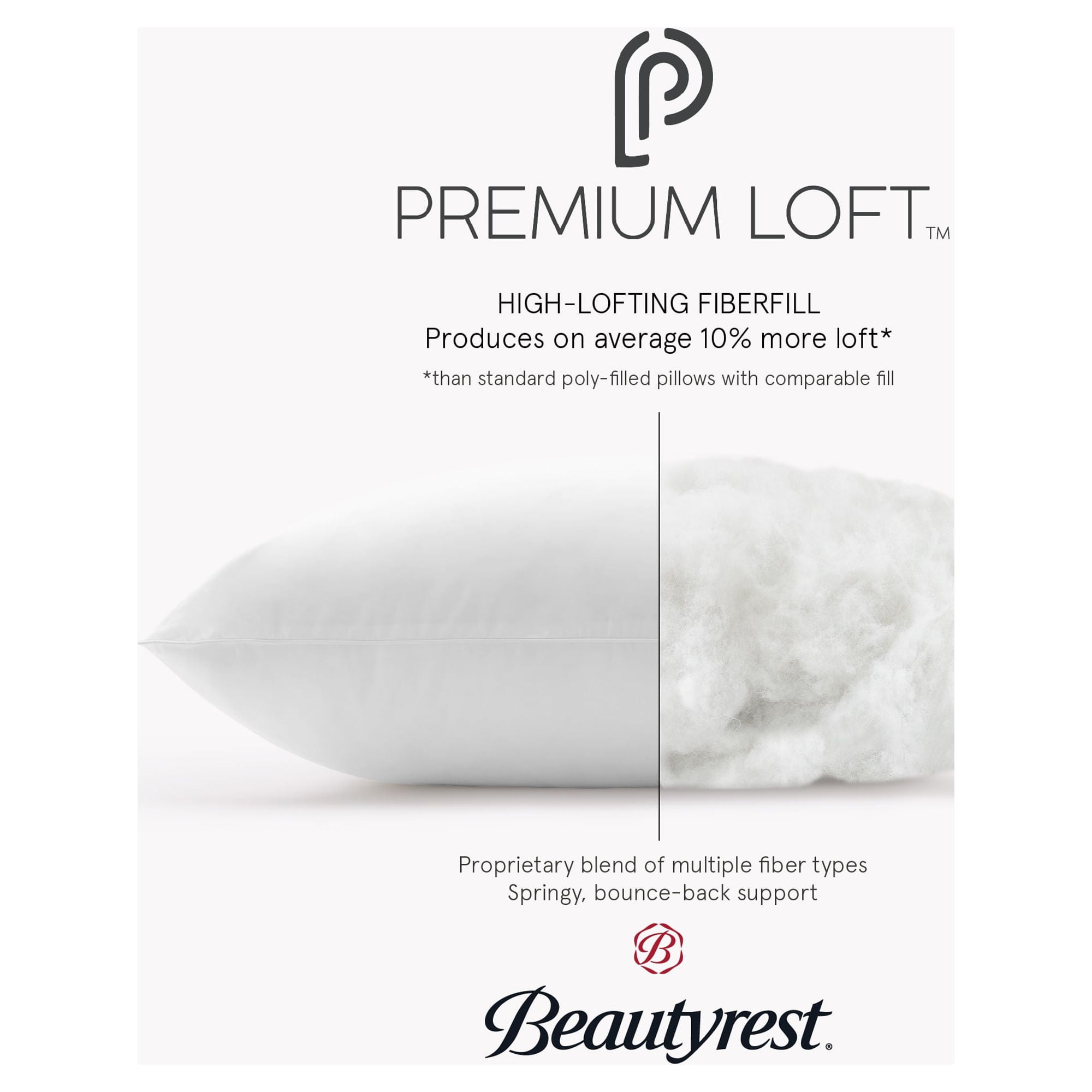 Beautyrest Signature Ribbon Bed Pillow 2 Pack, Standard/Queen, Polyester