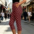 thumbnail image 2 of Ltctricy Yoga Capri Pants for Women Polka Dots Casual Leggings Elastic Waist Side Slit Button Cropped Pants, 2 of 6
