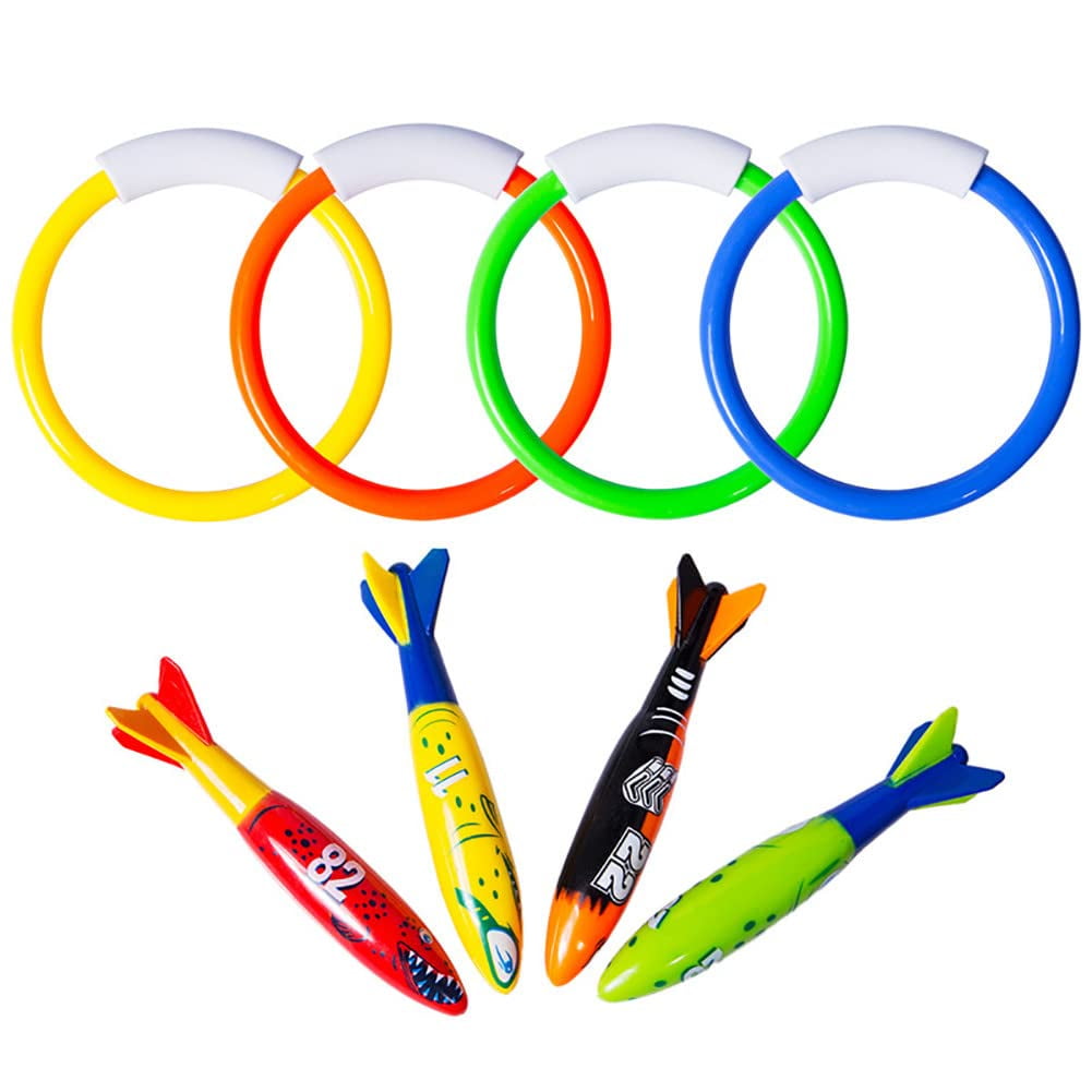 Underwater Pool Diving Toys, 8 Pcs Diving Rings an