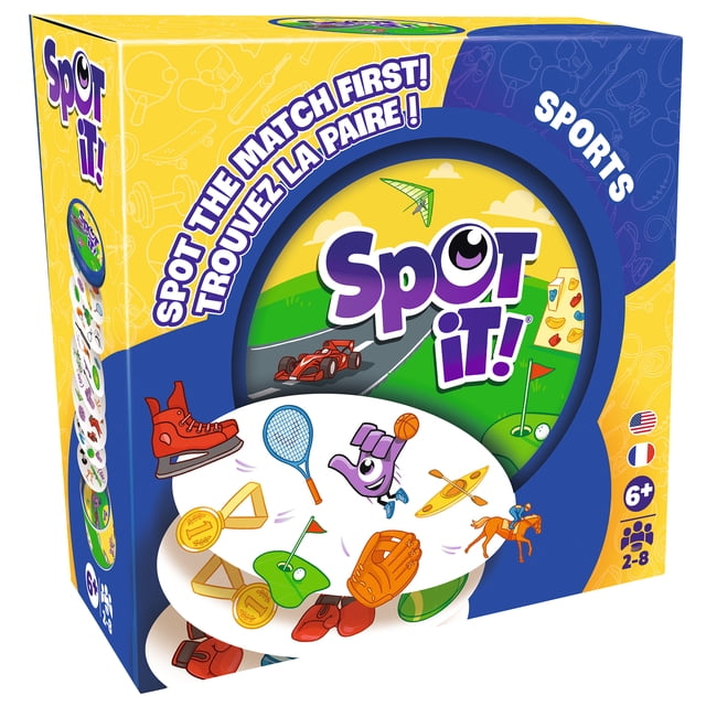 Jeu de Cartes Spot It! Sport Boite, Jeu d'Association Rapide pour Famille, 6 Ans+