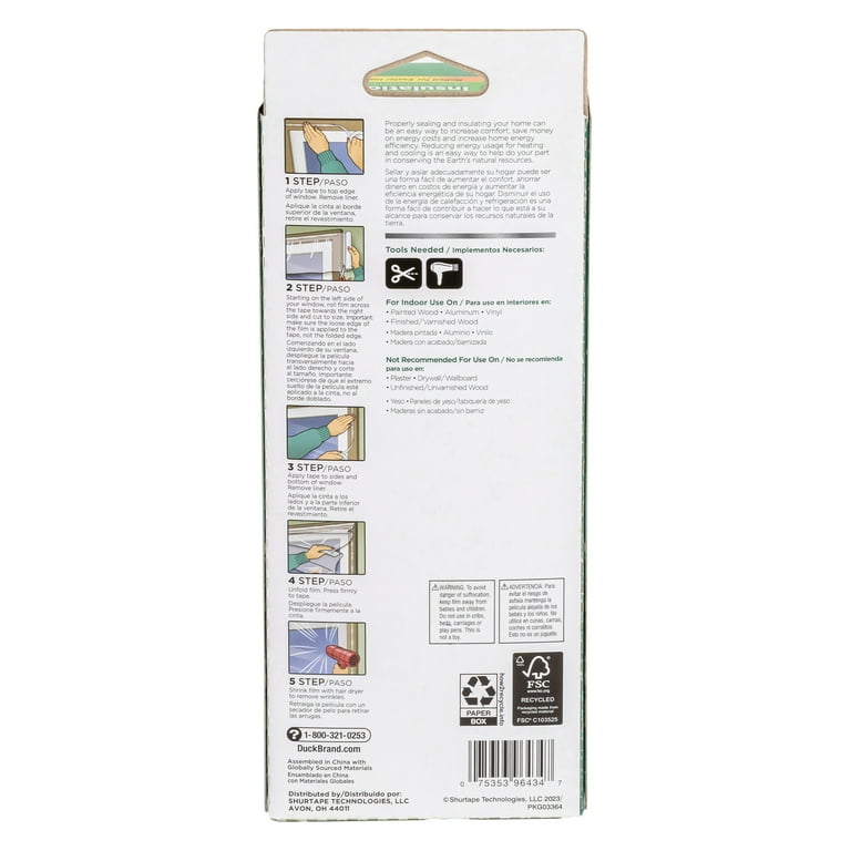 Duck Brand 62 in. x 420 in. Rolled Shrink Film Window Kit, Fits up to 10  Windows