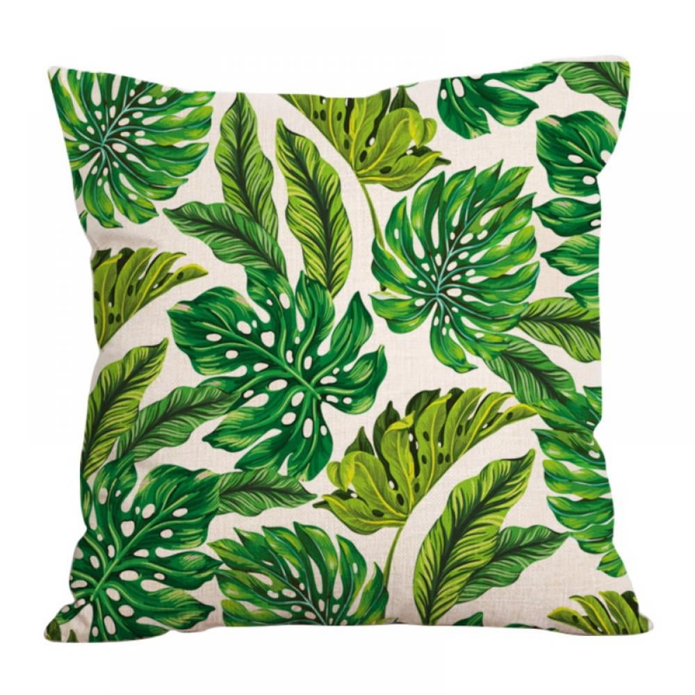 Tropical Plant Green Leaves Garden Cushion Cover Pillow Case Flower Home Throw