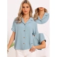 thumbnail image 2 of DARING DIVA Women's Business Casual Blouses Casual V Neck Short Sleeve Shirts M Blue, 2 of 6