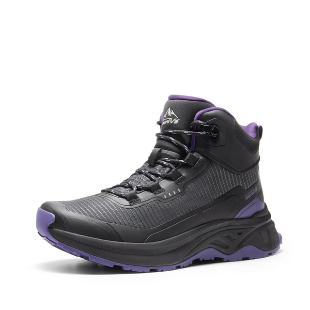 Botas de senderismo NORTIV 8 SNHB241W para mujer, talla 7.5, negro/morado
