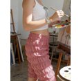 thumbnail image 6 of Women's Smocked Ruched Capri Pants Y2K Tiered Ruffle Bloomers Stretchy Low Waist Cropped Shorts Lounge Bottoms, 6 of 7