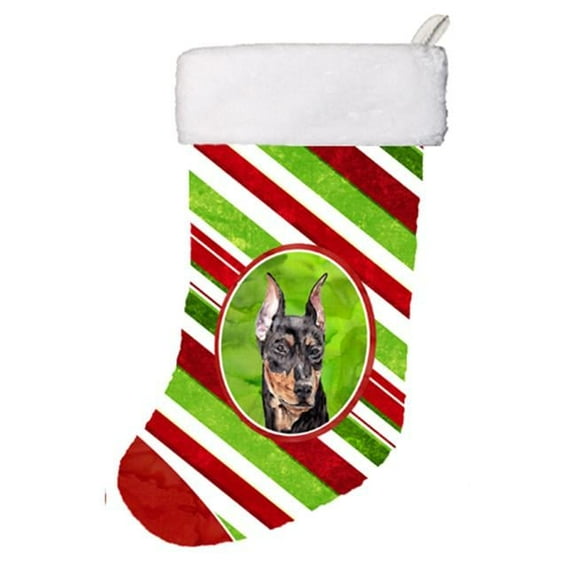 German Pinscher Candy Cane Christmas Christmas Stocking, 11 x 8 In.