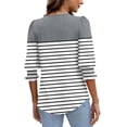 thumbnail image 4 of cocolona Womens Summer V Neck 3/4 Sleeve Tops Dressy Casual Blouses Fashion Casual Loose Striped Print T-shirts Trendy Tops 2025, 4 of 7