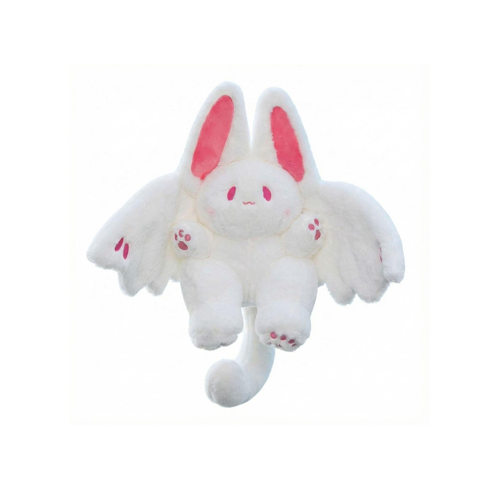 Flying White Rabbit Bat Plush Toy, Stuffed Animal with Bat Wings - Soft, Cuddly, Fluffy, Comfortable for Hugging - For Kids, Adults, Bedroom Decoration, Playtime, Birthday Gifts, Xmas Presents, Home