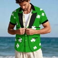 thumbnail image 6 of Qzwdhjm St Patricks Day Tuxedo T-Shirt for Men Shamrock Print Button Down Shirts Short Sleeve V Neck Shirts for Funny Theme Party, 6 of 9