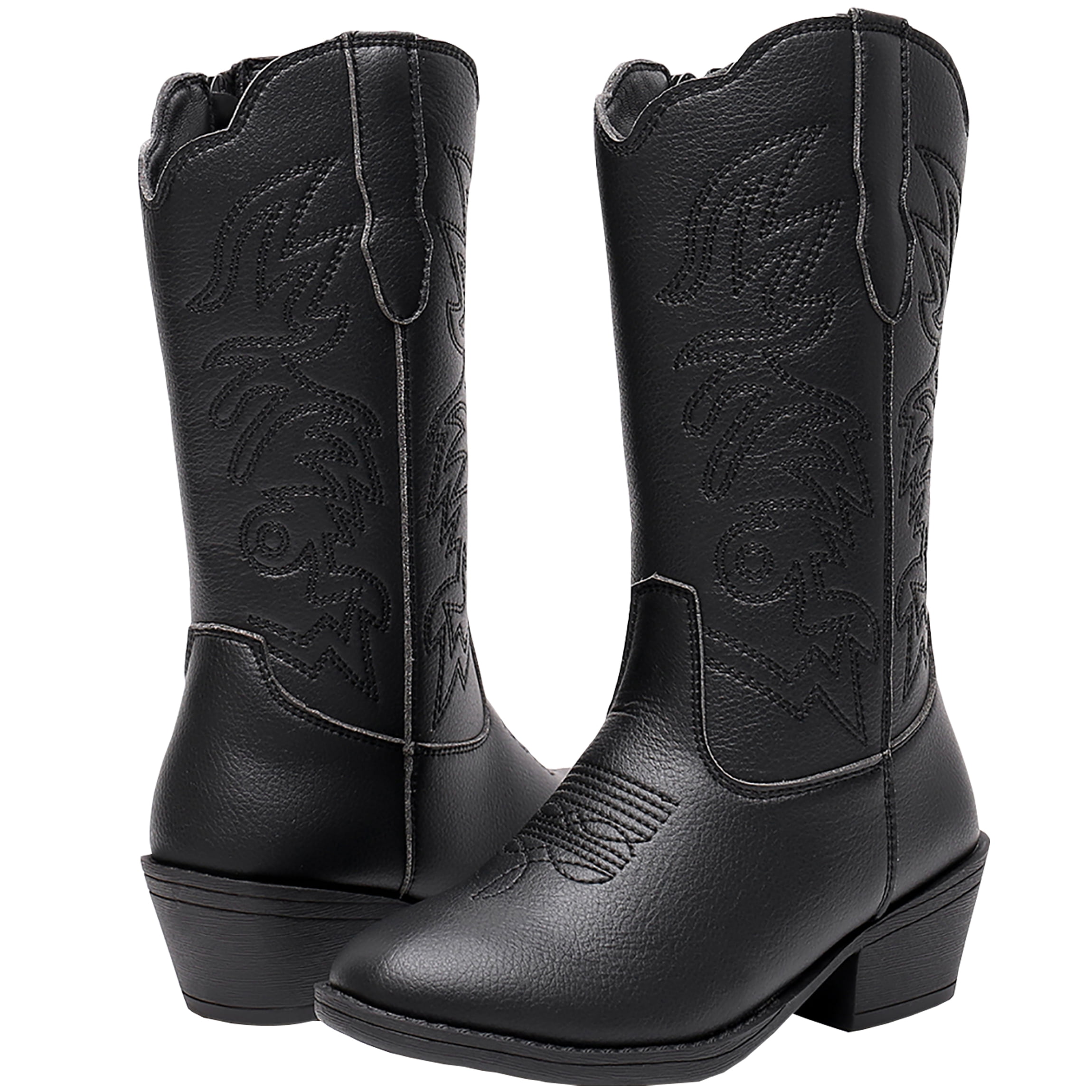 Ahannie Kids Western Boot, Boys & Girls Pointed Toe Mid Calf Cowboy