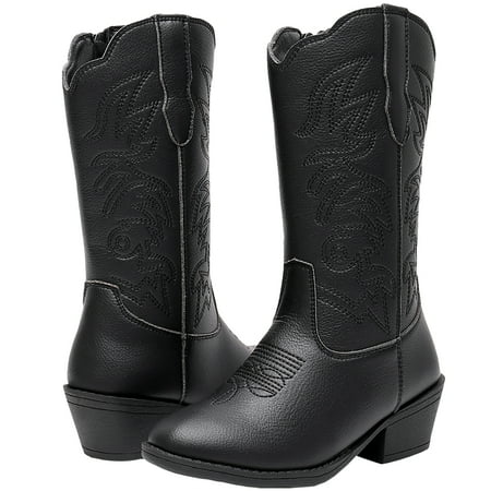 Ahannie Kids Western Boot, Boys & Girls Pointed Toe Mid Calf Cowboy Cowgirl Boots(Toddler/Little Kid/Big Kid)