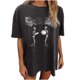 thumbnail image 1 of Moda Mujer Damas Cayó Hombro Mangas Impresión suelta Manga corta Top Pullover Tops Pompotops hfajkhk139544, 1 of 8