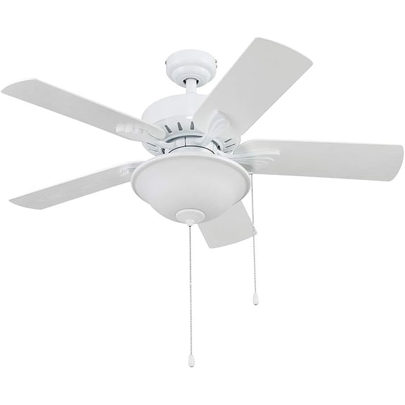 Open Box Prominence Home Viretta 42" White Indoor/Outdoor Ceiling Fan with 5 Blades, Bowl Light Kit, Pull Chains & Reverse Airflow