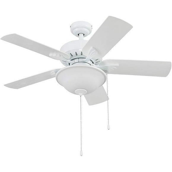 Portage Bay Viretta 42" Ceiling Fan with Light, Quiet Motor & Pull Chain, White