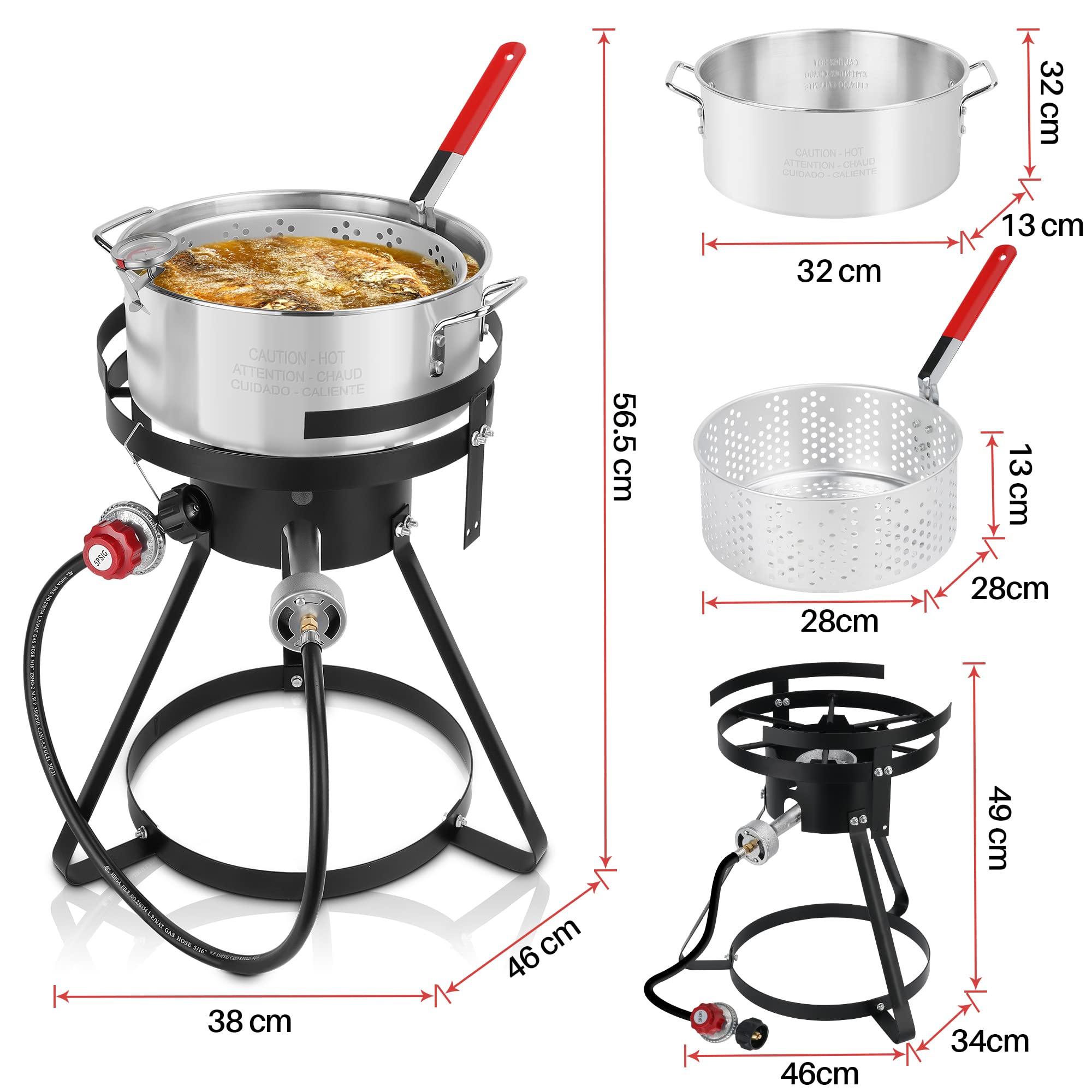 58.000 BTU Outdoor Fritteuse Mit Deckel – 18 Qt. Propan-Fritteuse Mit 2 Körben Für Fisch & Pommes