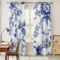 thumbnail image 4 of White Blue Spring Floral Kitchen Curtains 96 Inch Length, Summer Botanical Hummingbird Grommet Top Bedroom Living Room Curtains, Light Filtering Cafe Curtain Drapes 2 Panels Set 104''x96'', 4 of 9
