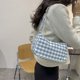 thumbnail image 4 of Sywqhk Bolsos De Mano Con Cadena Para Axilas Con Estampado A Cuadros De Tela Oxford Para Mujer A La Moda (Azul) Sywqhk Para estrenar, 4 of 9