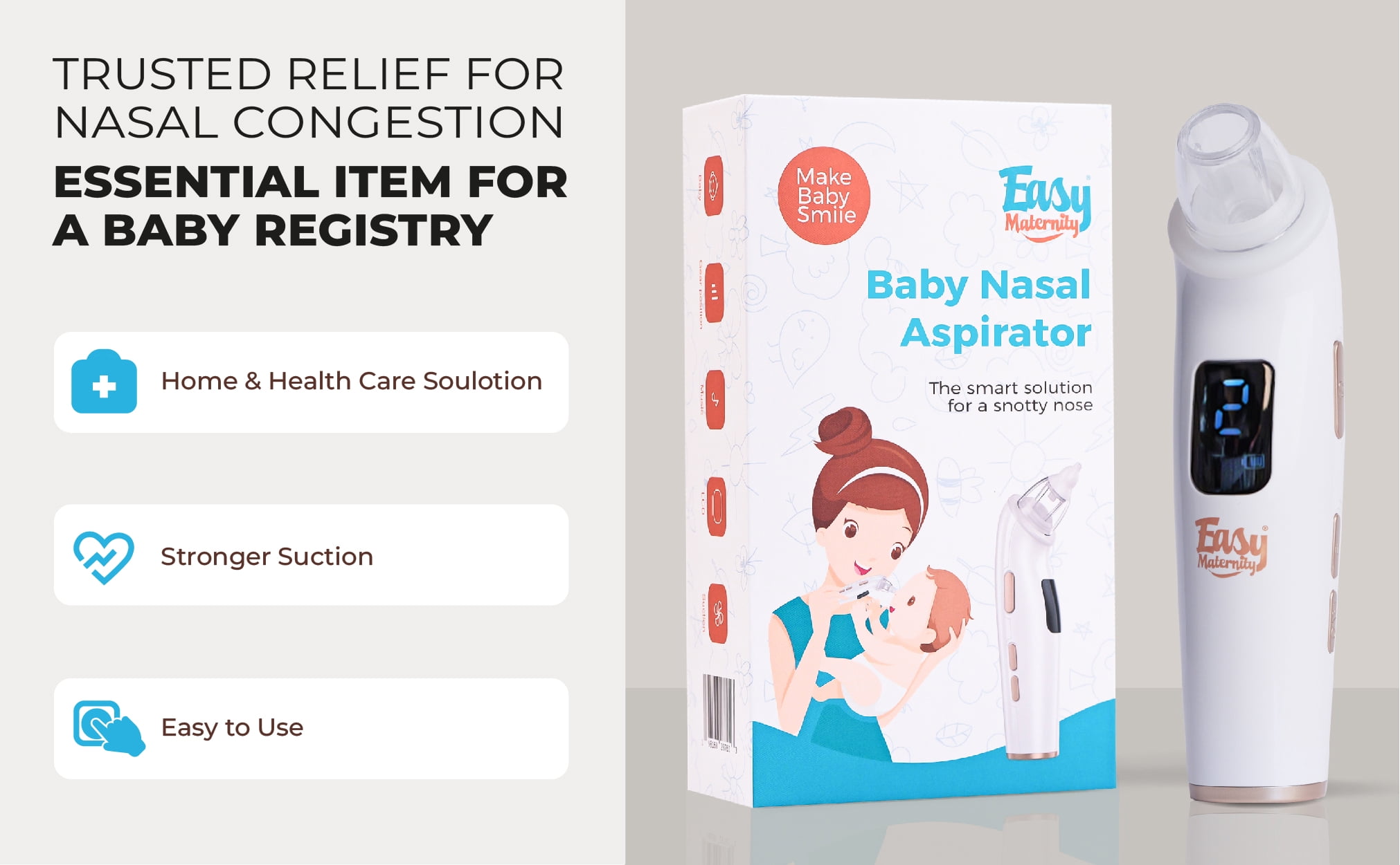 Baby Nasal Aspirator with Calming Night Light Soothing Music for Newborns, Babies and Toddlers, Soft Silicone Tips