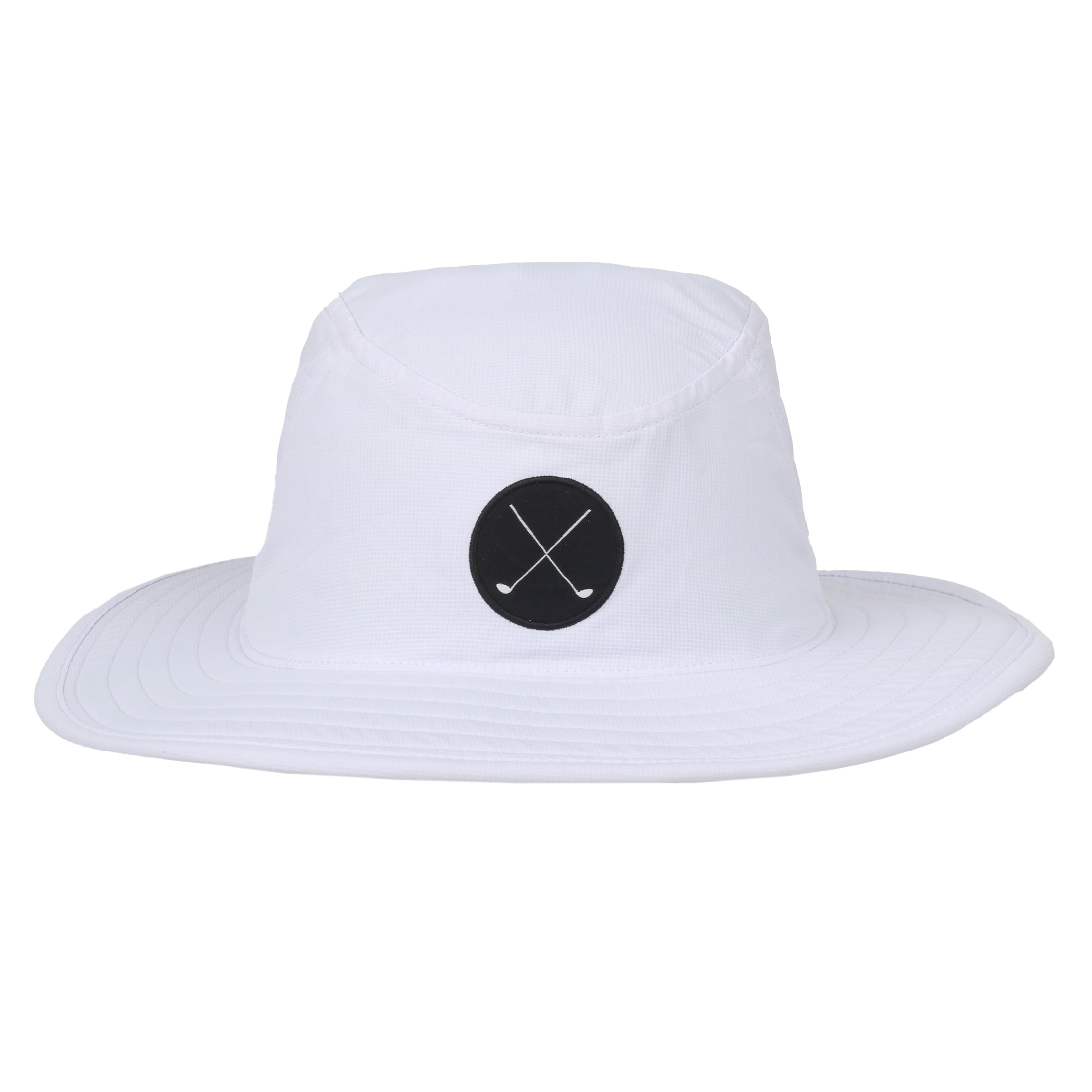 Signatures Golf Sun Hat, Crossed Golf Club Wide Brim Boonie Hat, Performance Fabric, Breathable, Floatable Brim, One Size, Adult, White