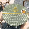 thumbnail image 2 of Sage Green Morocco Round Tablecloth, Fitted Table Cover with Elastic for 45"-54" Round Tables, Ocean Yellow Nautical Anchor Stripe Table Cloth Outdoor Indoor Dinning Party Waterproof Tablecloths, 2 of 7