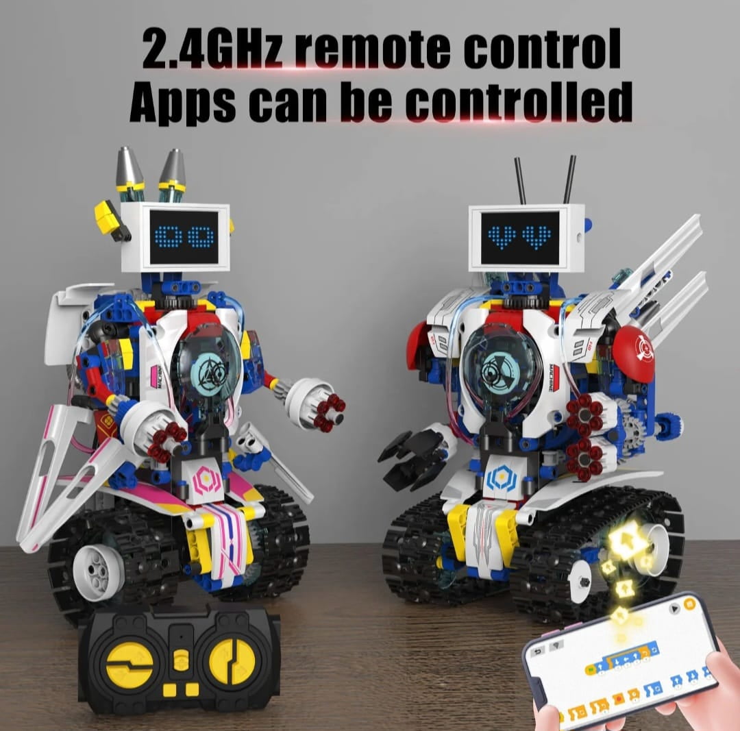 ROBOTS PRO 5-in-1 Transforming Robot Building Kit K96164 with App and 2.4GHz Remote Control for Coding Learning