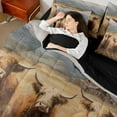 thumbnail image 4 of Manfei Rustic Highland Cattle 7-Piece Twin Bedding Sets,Country Farmhouse Lodge Bedding Comforter Set,Old Barn Door Sheet Sets For Boys,Super Cozy Room Decor Reversible, 4 of 8