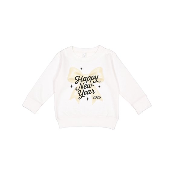 Inktastic Happy New Year 2026 Gold Bow Celebration Toddler Sweatshirt