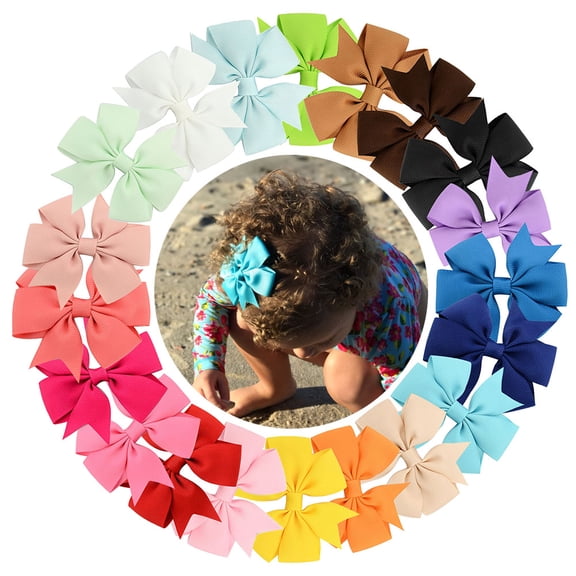 Choicbaby 20Pcs Hair Bow Clip Set,Kids' Grosgrain Ribbon Bowknot Multicolor Hairpin for Children Baby Girls' Hair Bow Headwear