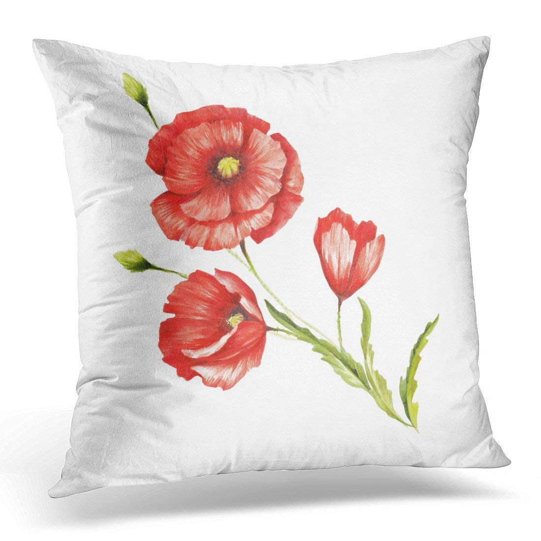 Bsdhome Red Poppy Bouquet With Poppies Hand Draw Watercolor Flower Pillow Case Pillow Cover 18x18 Inch Walmart Canada