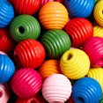 thumbnail image 5 of 300 Multicolor Round Ribbed Maple Wood Beads Bulk 14mm x 13 with 3.5mm Hole, 5 of 5