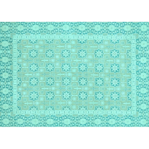 Ahgly Company Indoor Rectangle Oriental Light Blue Traditional Area Rugs, 2' x 4'