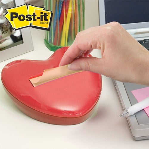 NEW Pink Heart Post-it® Brand Pop-up Note Dispenser with 50 Pink 3"×3" Notes 