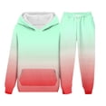 thumbnail image 5 of Mifsaly Kids Sweatsuit 2 Piece Gradient Boys Girls Matching Tracksuit Set Fashion Valentine Hoodie Teen Hooded Sweatshirt Running Daily Wide Leg Joggers with Pockets Spring Fall Unisex Tween Outfits, 5 of 6