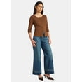 thumbnail image 2 of Time and Tru Women's Ribbed Knit Button Front Top with Long Sleeves, Sizes XS-XXXL, 2 of 5