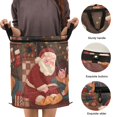 thumbnail image 3 of 50L Extra Large Popup Hamper Collapsible Laundry Basket With Zippered Lid 15.7x18.5in Santa Claus and The Gilr, 3 of 7