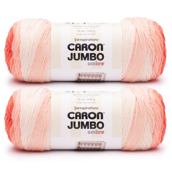 Yarn Caron Jumbo Ombre Salmon, paquete de 2 unidades, 680 g, acrílico