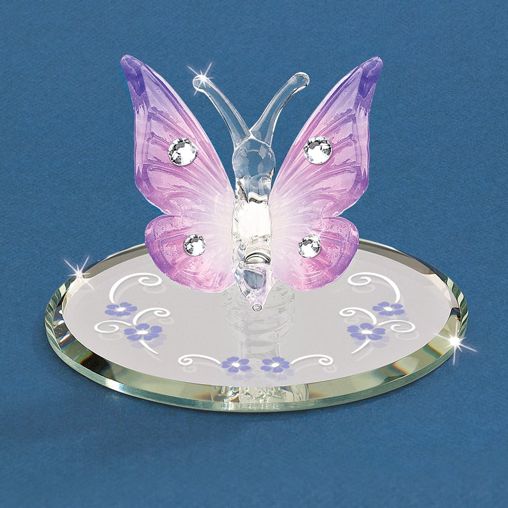 Mini "Pink Butterfly" Glass Figurines Pk 5 Miniature Arts & Crafts Party Favors 